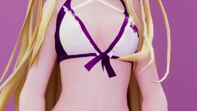 Mayuri Hentai Date A Live  Undress Dance Bboom Bboom Song Blonde Girl Mmd 3D Purple Clothes Color Edit Smixix